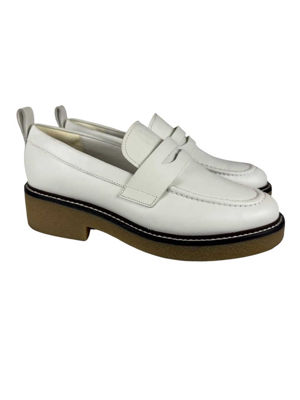NEW Everlane The Gum Sole White Leather Penny Loafers Sz 9.5